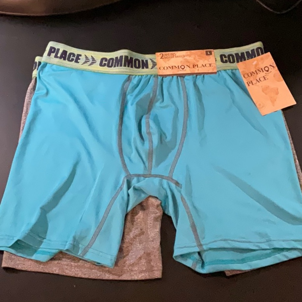 2-Pack L Men's Common Place Boxer Briefs - Turquoise and Gray